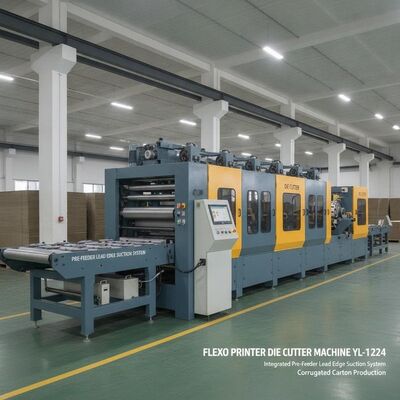 Flexo Printer Die Cutter Machine YL-1224 Integrated Pre-Feeder Lead Edge Suction System for Corrugated Carton Production
